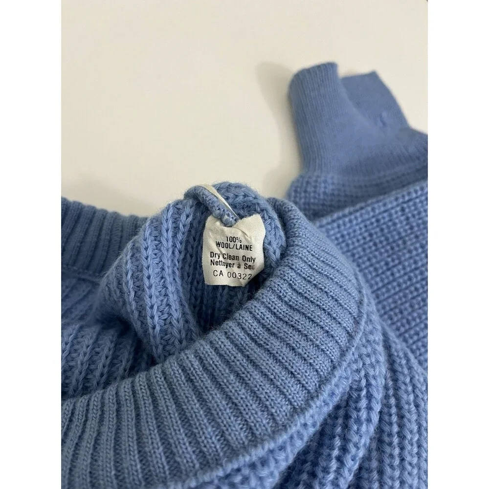 VTG 1988 Calgary XV Winter Olympics White Rail Sweater Light Blue Sz L 100% Wool